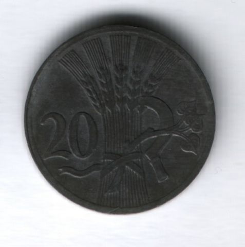 20 геллеров 1941 года Богемия и Моравия (Чехия)