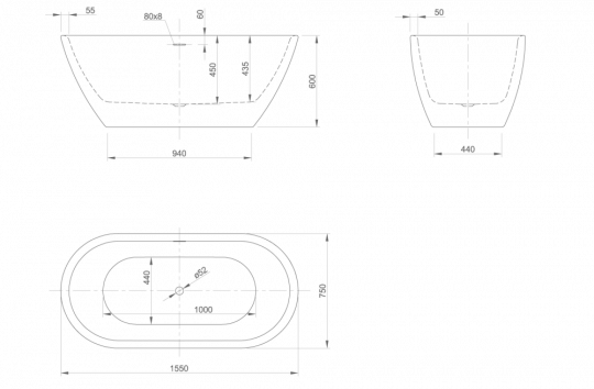 Ванна акриловая Knief Form XS 0100-257-06 155х75 ФОТО