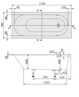 Квариловая ванна Villeroy&Boch Oberon 170x70 UBQ177OBE2V-01 схема 2