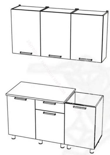 Кухонный гарнитур "Блёстки Гранат" 1500 мм