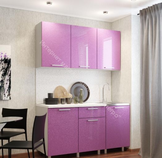 Кухонный гарнитур "Блёстки Сирень" 1500 мм