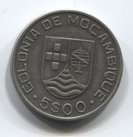 5 эскудо 1935 года Мозамбик Португалия