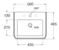 Раковина Azzurra Charme CHLP05646T0MBI/(CHA255 bi) 55x46,5 схема 1 Раковина Azzurra Charme CHLP05646T0MBI/(CHA255 bi) 55x46,5 схема 1