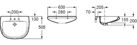 Раковина Roca Dama 7.3203.2.200.1 63x50,5 схема 3