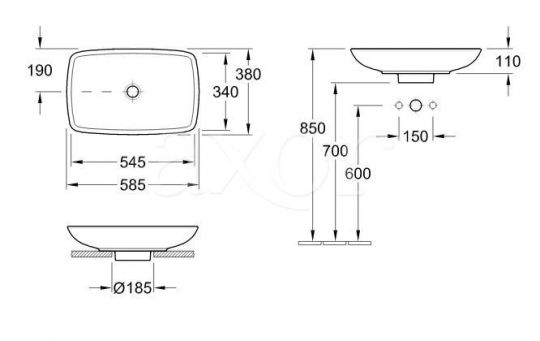 Раковина Villeroy&Boch Loop&Friends 51540001 58,5x38 схема 7