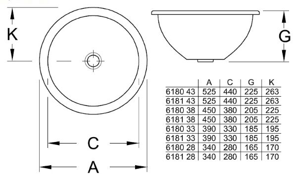 Раковина Villeroy&Boch Loop&Friends 61803801 38x38 схема 3