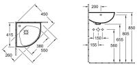 Подвесной рукомойник Villeroy&Boch O.Novo 73274001 40x41,5 схема 3