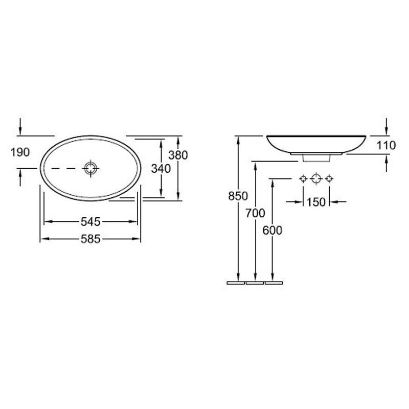 Раковина Villeroy&Boch Loop&Friends 5151 00R1 58x38 схема 2