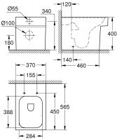 Напольный пристенный унитаз Grohe Cube Ceramic 3948500H схема 2