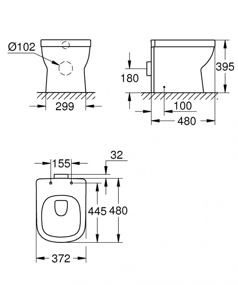 Grohe Euro Ceramic напольный пристенный унитаз 3932900H ФОТО