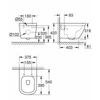 Grohe Euro Ceramic подвесной унитаз 39538000 схема 2