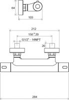 Смеситель Ravak Termo 300 TE 033.00 термостатический для душа схема 1