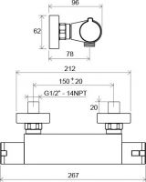 Смеситель Ravak Termo TE 072.00 термостатический для душа схема 3