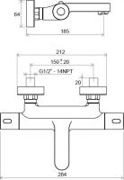 Смеситель Ravak Termo 300 TE 023.00 термостатический для ванны схема 2