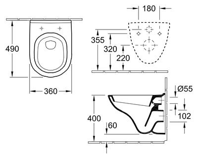 Унитаз Villeroy&Boch O.Novo 5688 HR01 схема 3