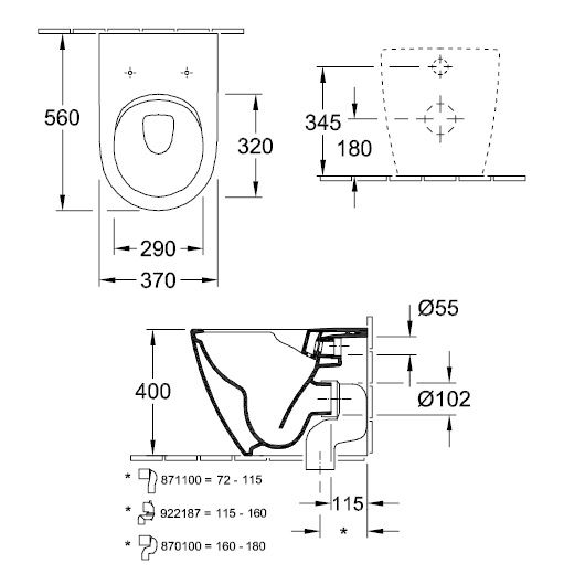 Унитаз Villeroy&Boch Subway 2.0 напольный пристенный 5602 R001 ФОТО