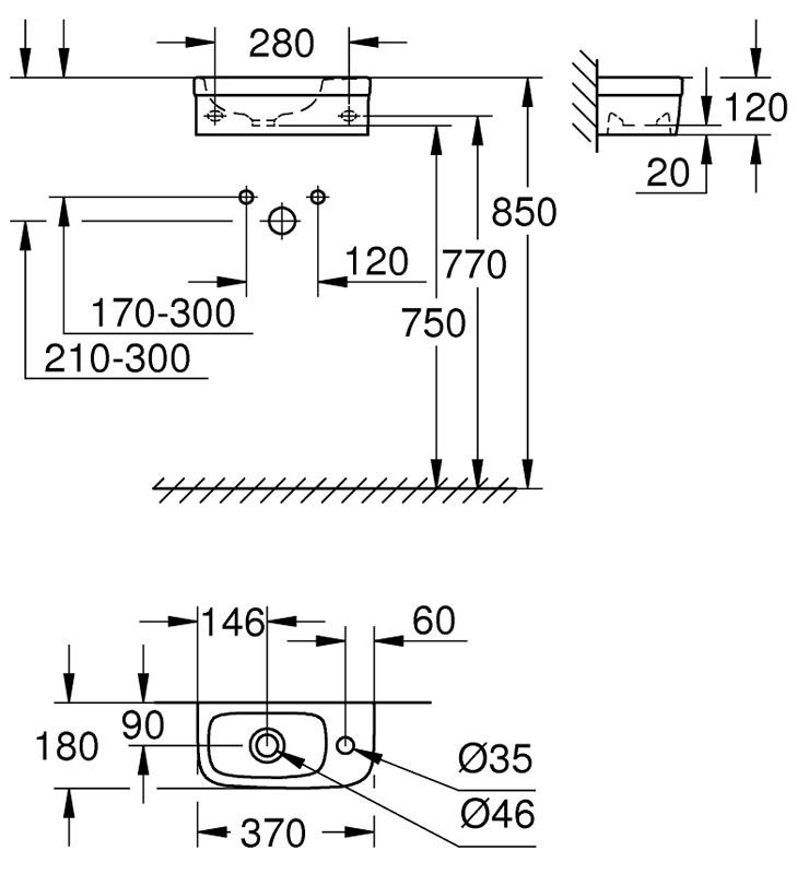 Угловая раковина Grohe Euro Ceramic рукомойник 39327000 ФОТО