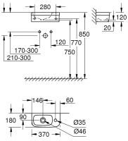 Угловая раковина Grohe Euro Ceramic рукомойник 39327000 схема 2