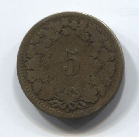 5 раппенов 1850 года Швейцария