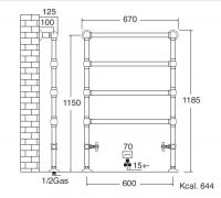 Полотенцесушитель на отопление Sbordoni SBSPAV4/4ON 67x118,5 схема 2