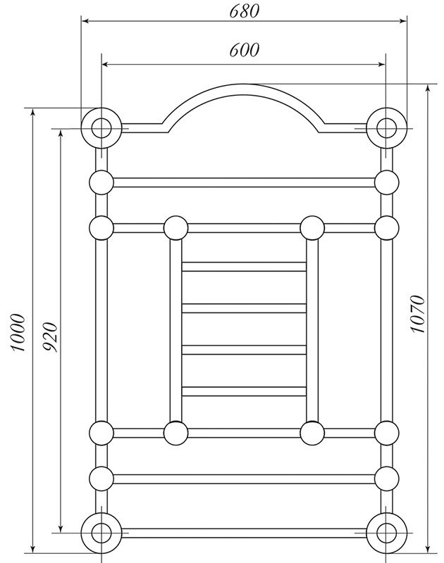 Полотенцесушитель от горячей воды в ванну лесенка Migliore Edward ML.EDW-HY.610.do 68x107 схема 2