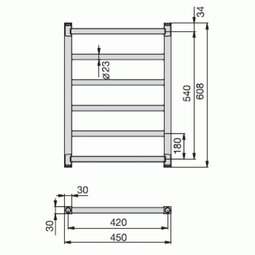 Бытовой полотенцесушитель-радиатор в ванну Zehnder Stalox лесенка STXI-060-045 45x60,8 см ФОТО