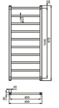 Полотенцесушитель-радиатор в ванну Zehnder Stalox лесенка STXI-100-045 45x104 см ФОТО