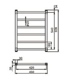 Белый водяной полотенцесушитель Zehnder Stalox STX-060-045 45x60,8 с универсальным подключением схема 1