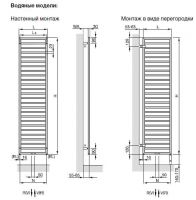 Хромированный полотенцесушитель для гвс в ванну Zehnder Subway лесенка SUBC-130-060 60x126,1 см схема 3