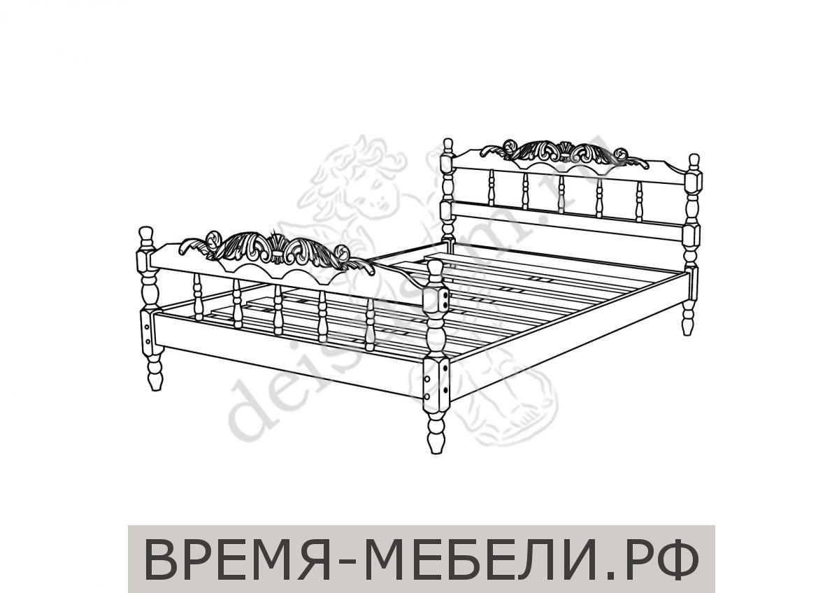 Кровать Точеная-М горка с резьбой