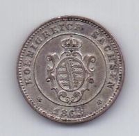 1 грош 10 пфеннигов 1863 года AUNC Саксония