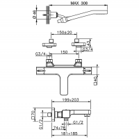 Смеситель для ванны Cisal Cubic CUT21020/CUD21020 схема 2