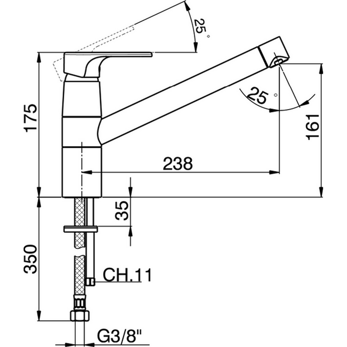 Смеситель для кухни Cisal Kitchen A3002585 схема 2