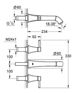 Смеситель Grohe Grandera 20415 для раковины схема 1