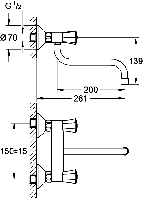 Смеситель Grohe Costa L для кухни 31187001 схема 2