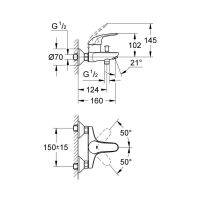 Смеситель Grohe Euroeco для ванны и душа 32743000 схема 2