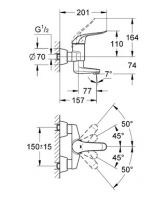 Смеситель Grohe Euroeco Speсial для раковины 32770000 схема 2