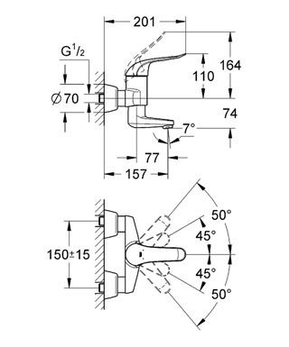 Смеситель Grohe Euroeco Speсial для раковины 32770000 схема 2