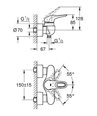 Смеситель Grohe Eurostyle для душа 33590003 ФОТО