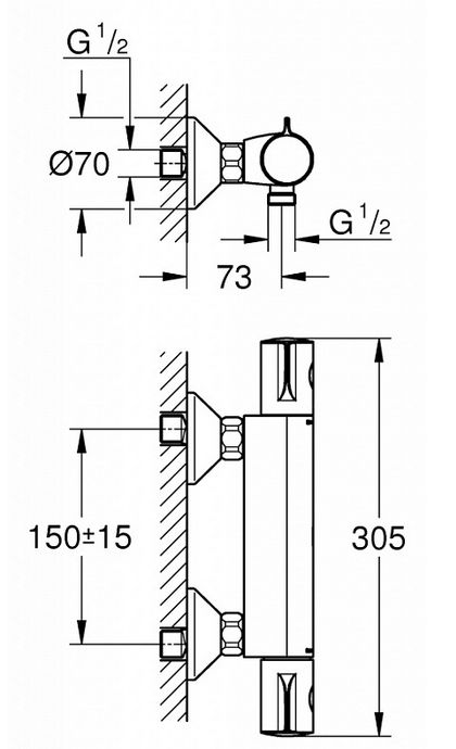 Смеситель Grohe Grohtherm для душа 34558000 ФОТО