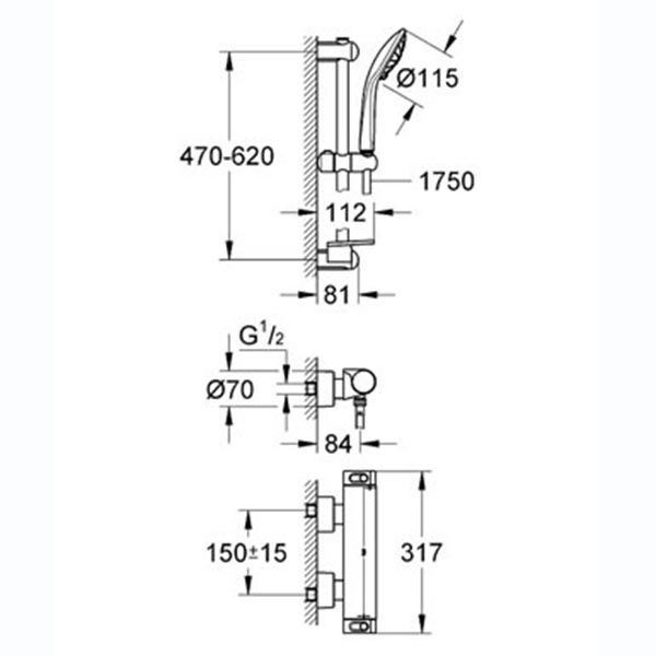 Смеситель Grohe Grohtherm 2000 для душа 34195001 ФОТО