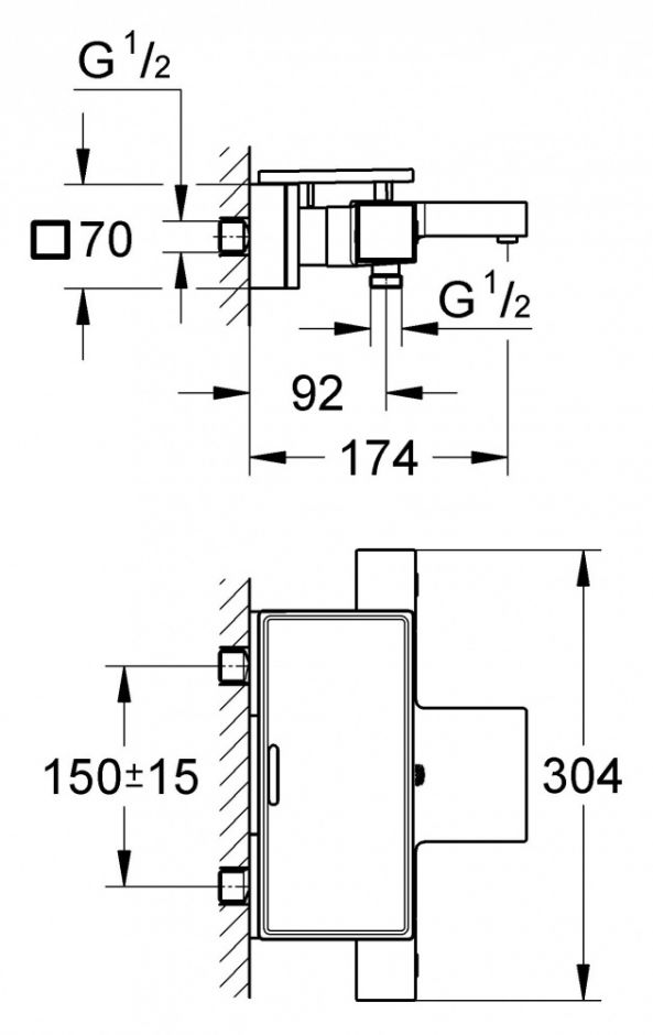 Смеситель Grohe Grohtherm Cube для ванны 34502000 ФОТО