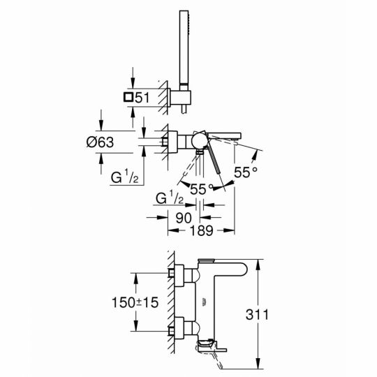 Смеситель Grohe Plus для душа 33547003 ФОТО