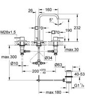 Смеситель Grohe Allure для раковины на 3 отверстия 20188000 схема 3