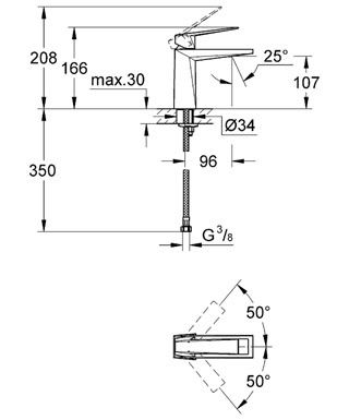 Смеситель Grohe Allure Brilliant для раковины 23033000 схема 2