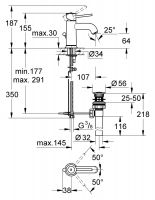 Смеситель Grohe Bauclassic для раковины 23161000 схема 4