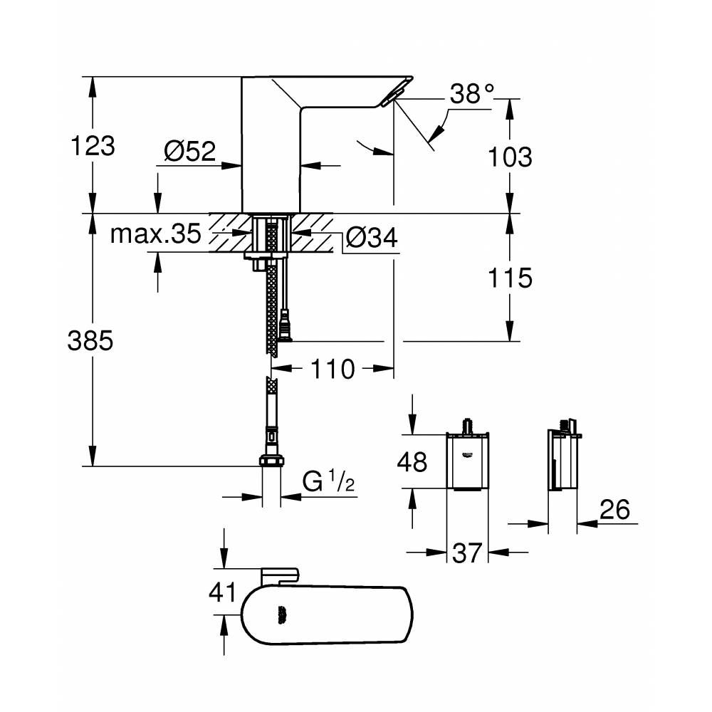 Сенсорный смеситель Grohe Bau Cosmopolitan 36451000 хром схема 2