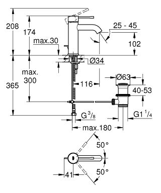 Смеситель Grohe Essence New для раковины 23591001 схема 6