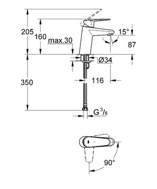 Смеситель Grohe Eurodisc Cosmopolitan для раковины 2338220E ФОТО