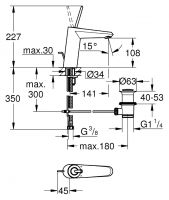 Смеситель Grohe Eurodisc Joystick для раковины 23427LS0 схема 4